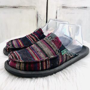 Sanuk Vagabond Southwestern Tribal Hemp Slip on Comfort Shoes - Womens Size 6